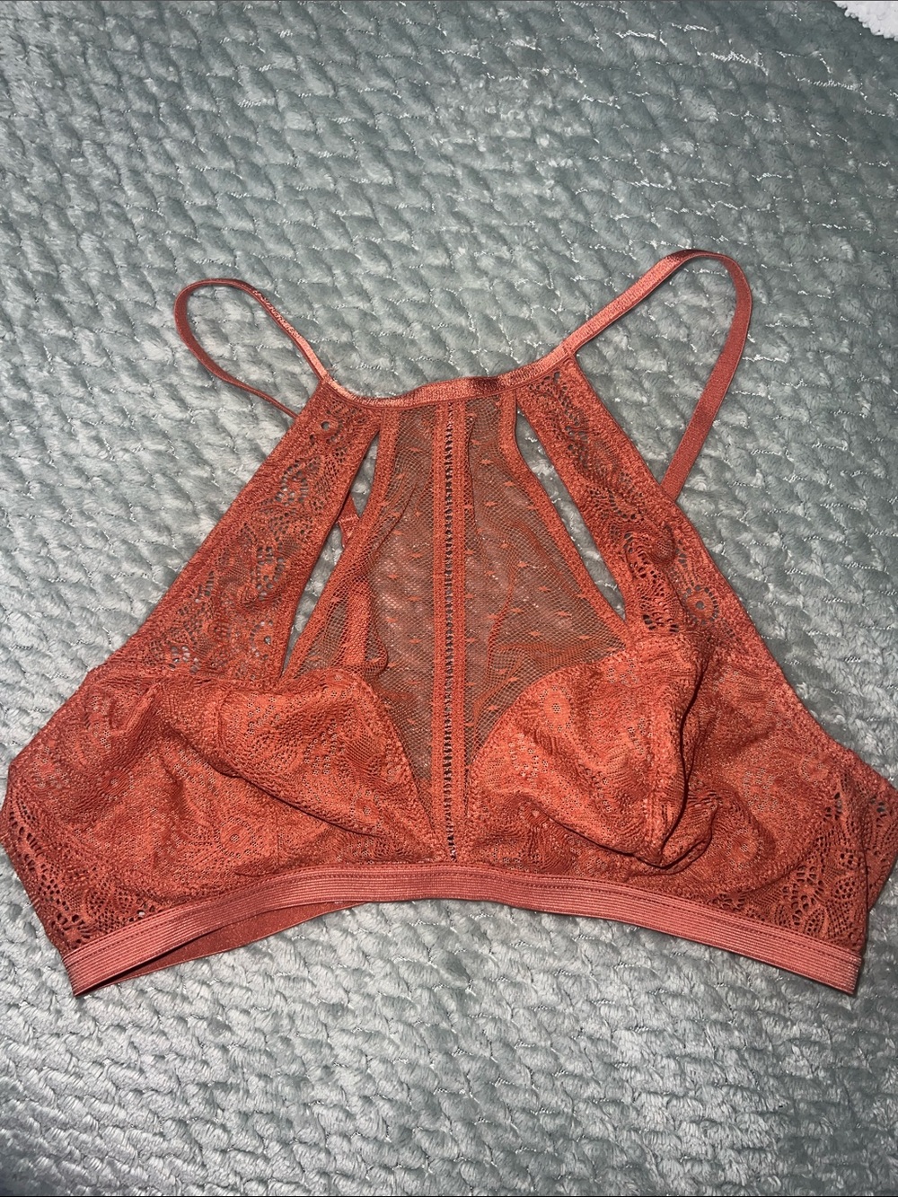 Victoria's Secret Rust Lace High-Neck Bralette